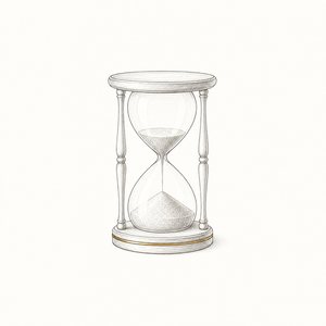 砂が半分落ちた砂時計の線画