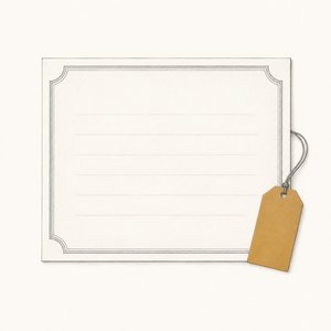 無地の証書に金茶の下げ札が糸で付いている線画