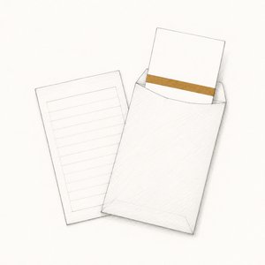 封筒から半分出た紙幣と、その横の納付書の線画