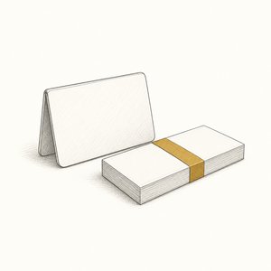 通帳と、帯で束ねた紙幣の束の線画