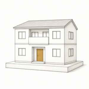 2階建てアパートの模型の線画