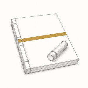 表紙のついた綴じ書類と印鑑の線画